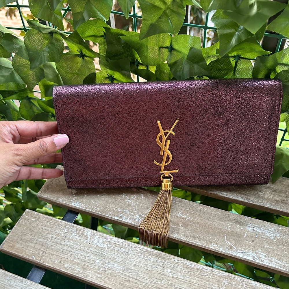 YSL Burgundy  metallic Python Kate Tassel